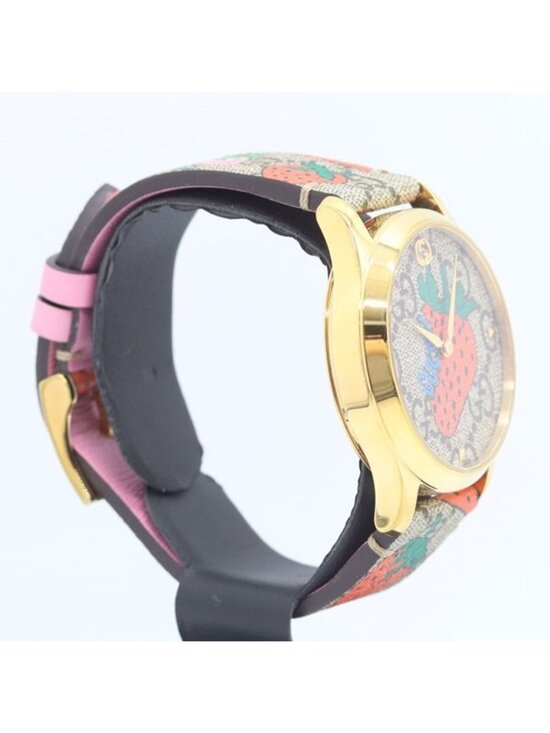 Gucci Timeless Quartz Strawberry Brown Dial Watch